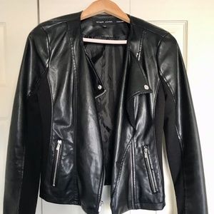 Black Leather Moto Jacket Sz Small